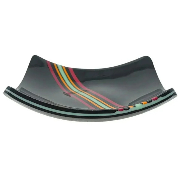 Mid Century Fused Striped Glass Plate - Picture 3 of 4